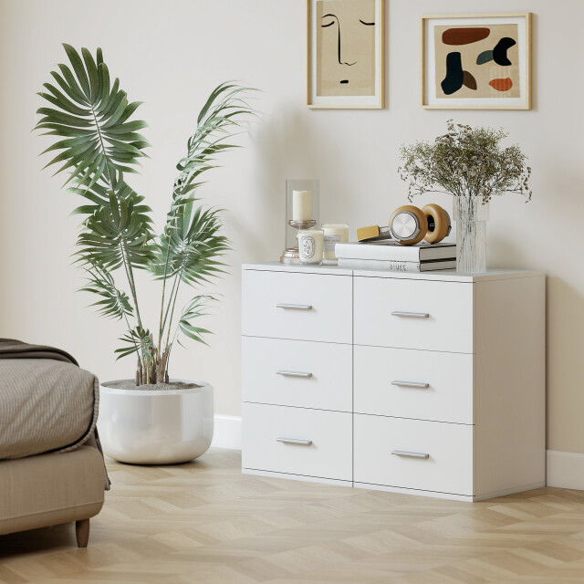 4goodz Nachtkastje met 3 laden bijzetkast voor slaapkamer mdf - 3490916 large