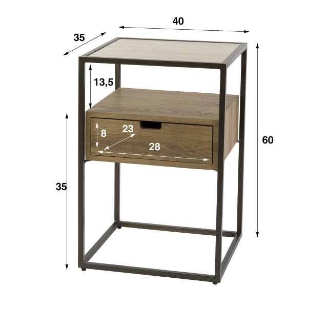 Hoyz nachtkastje cassetto 1 lade keramiek travertin 3491376 large