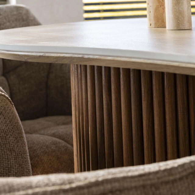 Hoyz eettafel romano niervormig 215cm 3d keramiek travertin 3491396 large