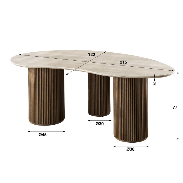 Hoyz eettafel romano niervormig 215cm 3d keramiek travertin 3491396 large