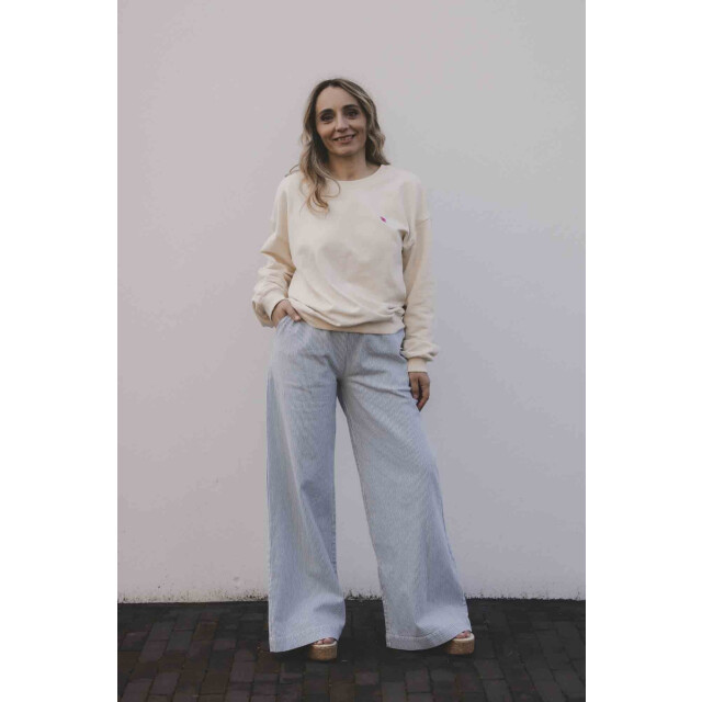 Looxs Revolution Lxs striped denim wide leg bleach blue voor dames in de kleur 2511-9601-914 large