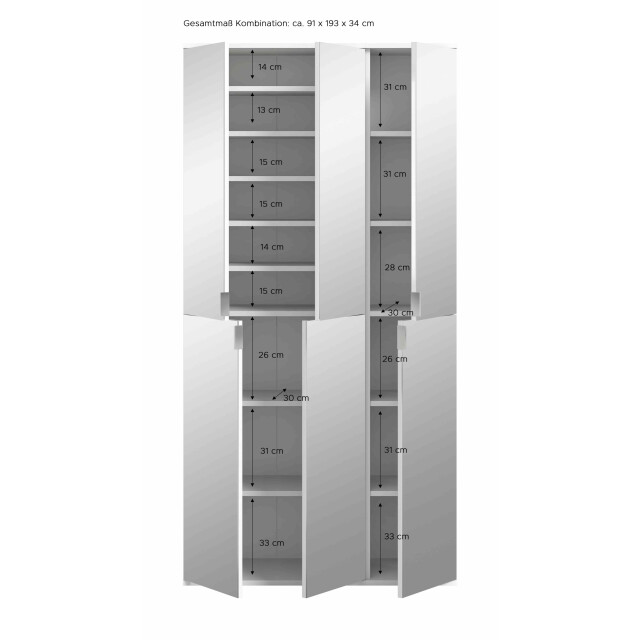 Furnilux Projektx kledingkast 4+2 deuren 6 deuren spiegel 3256735 large