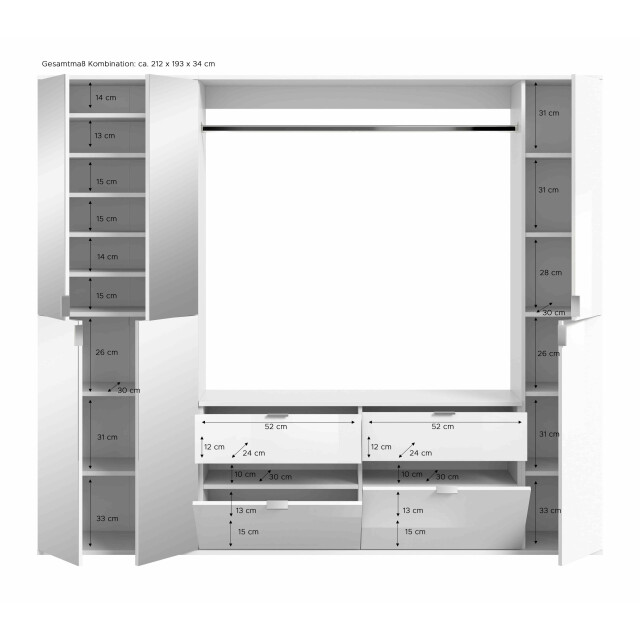 Furnilux Garderobeset projektxmet spiegeldeuren en schoenenkast 3256767 large