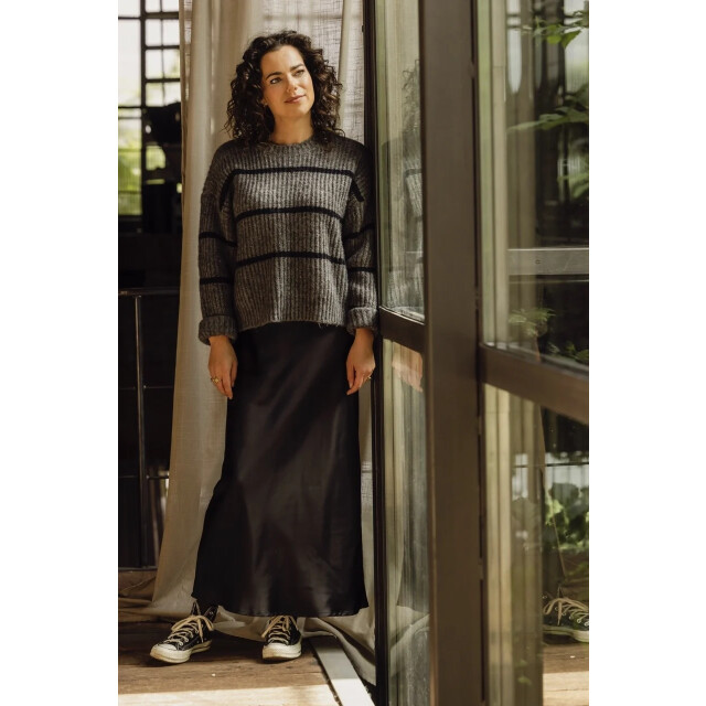 Looxs Revolution Lxs gebreide trui grey black stripe voor dames in de kleur 2432-9341-720 large