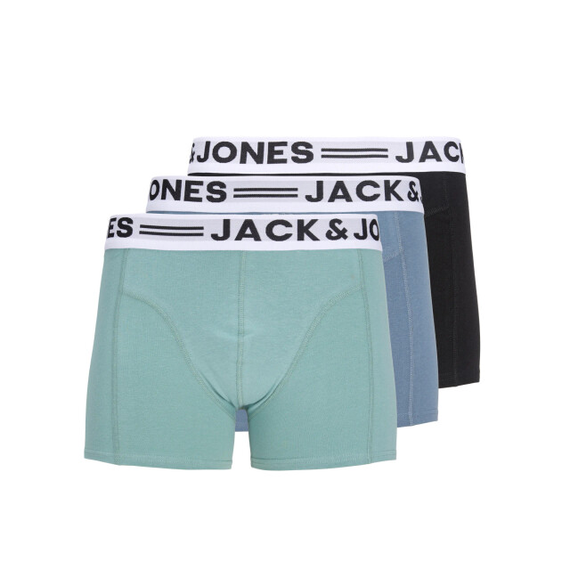 Jack & Jones Jongens boxershorts trunks sense 3-pack effen turquoise/blauw/zwart 12149293-Mineral Blue large