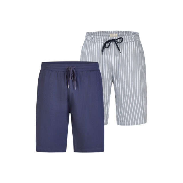 Phil & Co Heren korte pyjamabroeken 2-pack grijs gestreept/donkerblauw PH-6303-02 large
