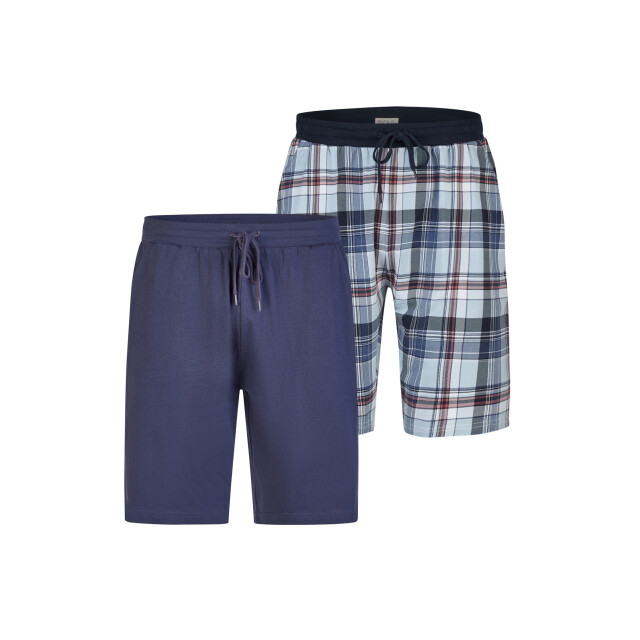 Phil & Co Heren korte pyjamabroeken 2-pack blauw geruit/donkerblauw PH-6302-02 large