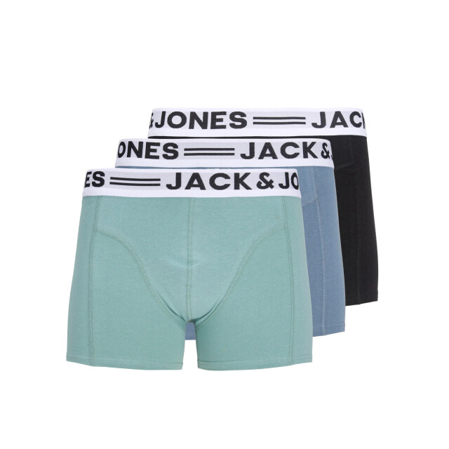 Jack & Jones Jongens boxershorts trunks sense 3-pack effen turquoise/blauw/zwart 12149293-Mineral Blue large