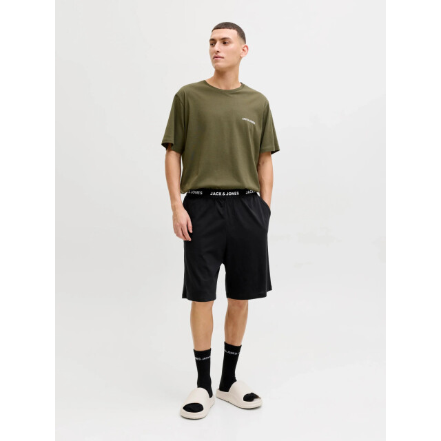 Jack & Jones Heren korte shortama pyjamaset jaceverest groen/zwart 12273635-Grape Leaf Black shorts large