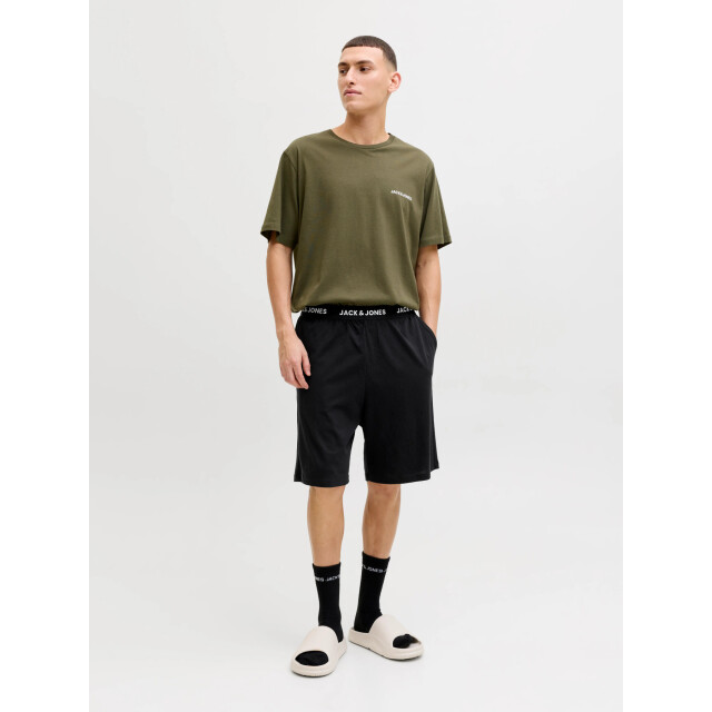 Jack & Jones Heren korte shortama pyjamaset jaceverest groen/zwart 12273635-Grape Leaf Black shorts large