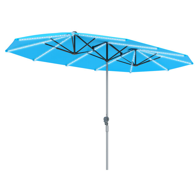 4goodz Led duo-parasol xl 451x267 cm met led verlichting blauw 3493134 large