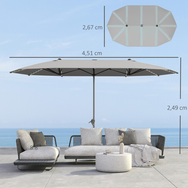 4goodz Led duo-parasol xl 451x267 cm met led verlichting - 3493133 large
