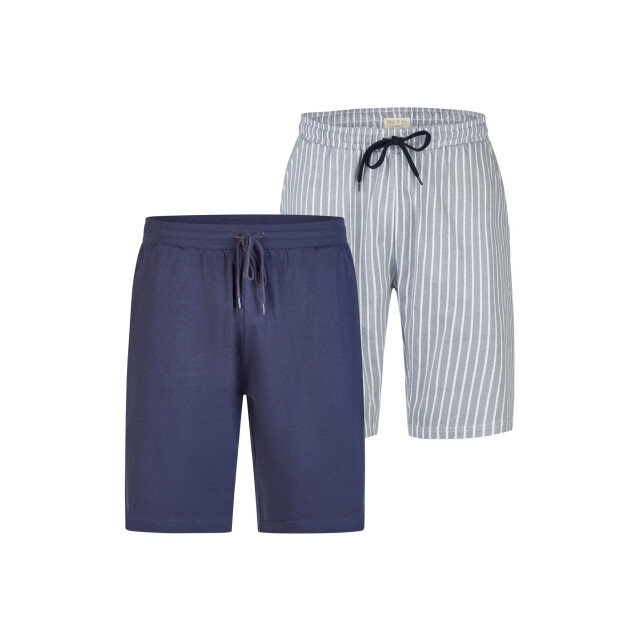 Phil & Co Heren korte pyjamabroeken 2-pack grijs gestreept/donkerblauw PH-6303-02 large