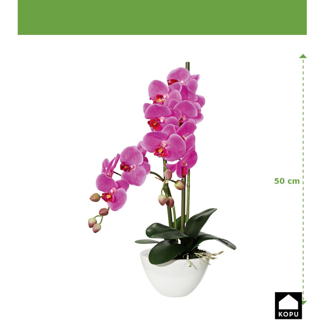 Kopu ® kunstbloem orchidee 50 cm met cement sierpot phalenopsis 3059496 large
