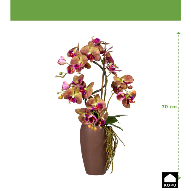Kopu ® kunstbloem orchidee 70 cm in bruine vaas phalenopsis 3060701 large