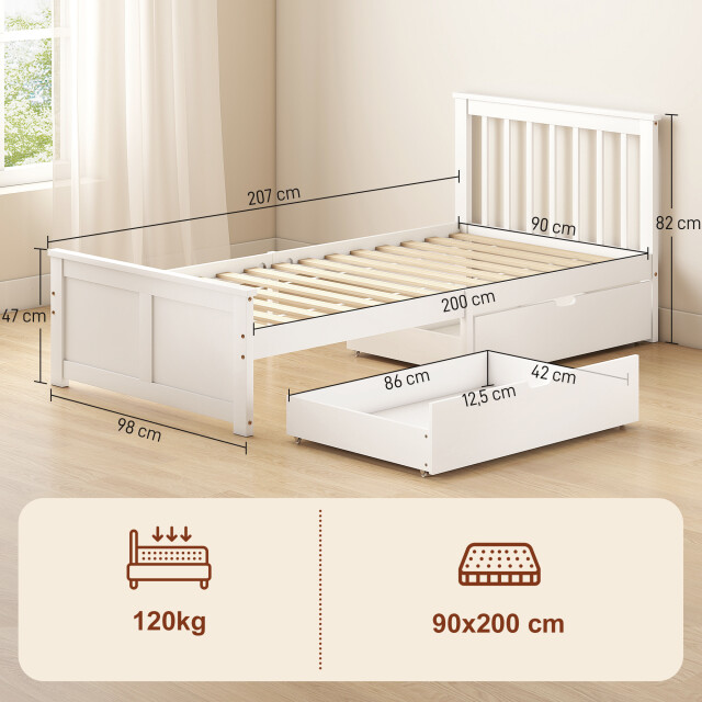 4goodz Eenpersoons bedombouw houten bedombouw lades op wieltjes 90 x 200 3442605 large