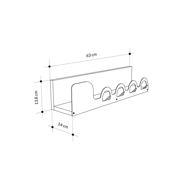 CaliCosy Hangende kapstok met eikenhouten decor l63 cm liora hanger 3493310 large