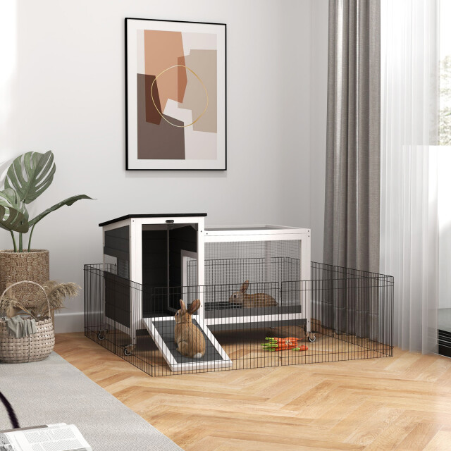 4goodz Houten konijnenhok met loopgedeelte 92x52x67 cm - 3442319 large