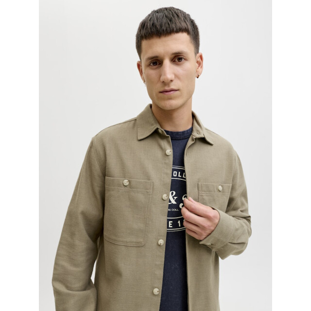 Jack & Jones Jprblurayle linen bl. solid ls shirt sn olijf 5309.22.0021 large