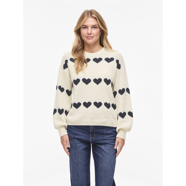 Vila Vijamilla ls o-neck jacquard knit topr ecru dessin 4219.08.0045 large