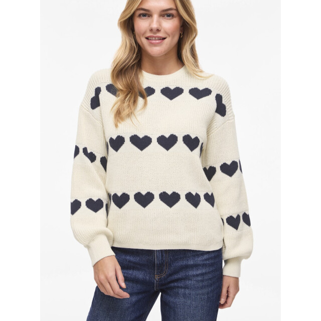 Vila Vijamilla ls o-neck jacquard knit topr ecru dessin 4219.08.0045 large