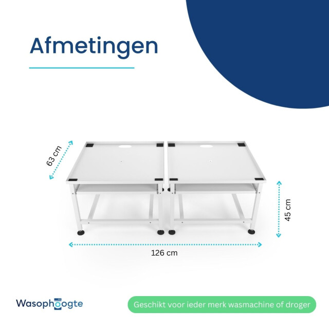 Wasophoogte Wasmachine verhoger – ecoslim xl met plateau – dubbel - 3494203 large