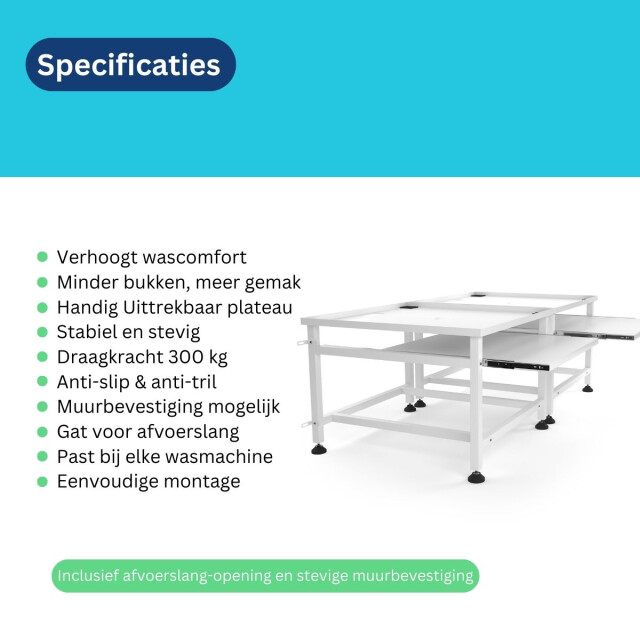 Wasophoogte Wasmachine verhoger – ecoslim xl met plateau – dubbel - 3494203 large