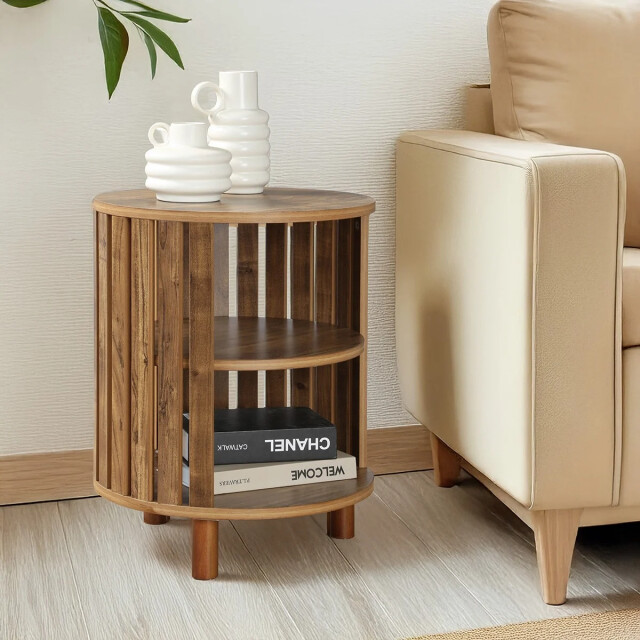 CaliCosy Ronde bijzettafel met open latten h50 cm 3226963 large