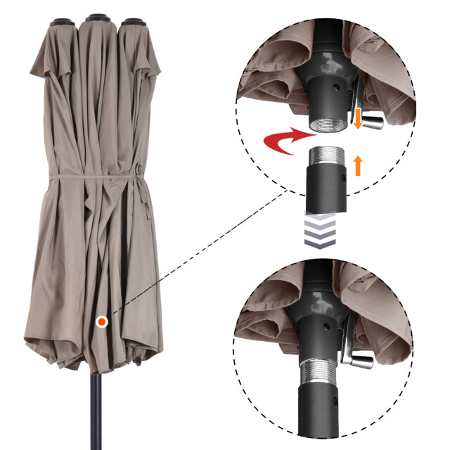 4goodz Duo-parasol 460x270 cm brede xl parasol bruin 3493132 large