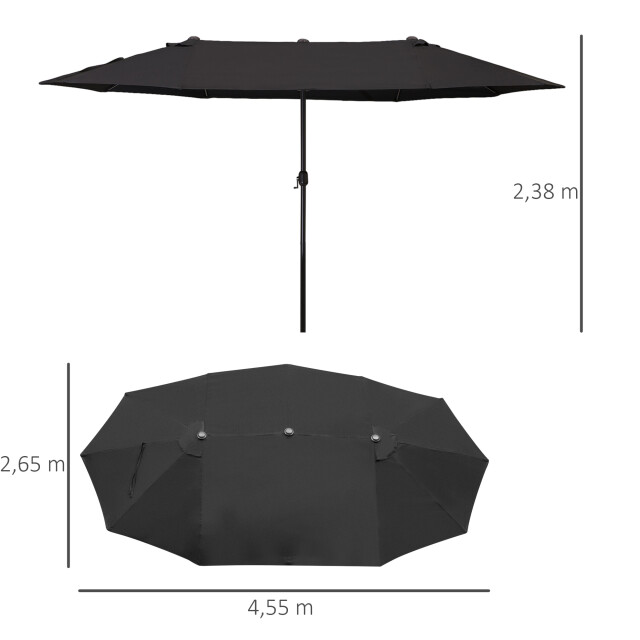 4goodz Duo-parasol 460x270 cm brede xl parasol zwart 3493131 large