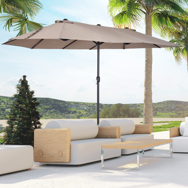 4goodz Duo-parasol 460x270 cm brede xl parasol bruin 3493132 large