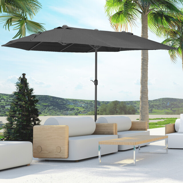 4goodz Duo-parasol 460x270 cm brede xl parasol zwart 3493131 large