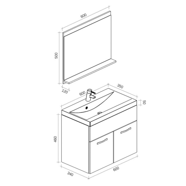 Badplaats Badkamermeubel montreal set 02 60 x 35 cm bruin badmeubel 3181405 large