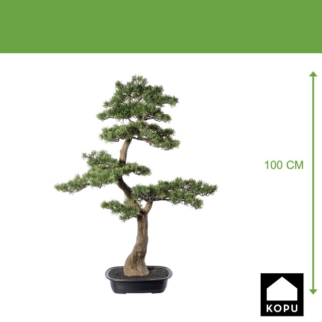 Kopu ® kunstplant bonsai ceder ca. 100x60 cm in zwarte plastic pot 3495623 large