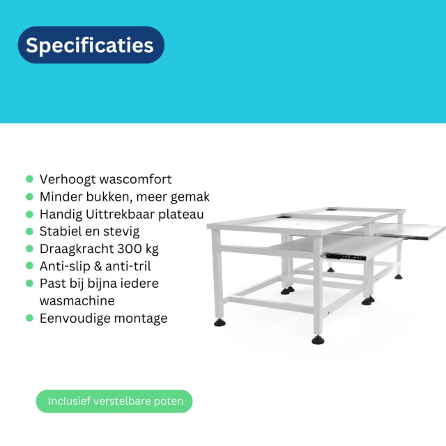Wasophoogte Wasmachine verhoger – ecoslim met plateau – dubbel wit 3495438 large