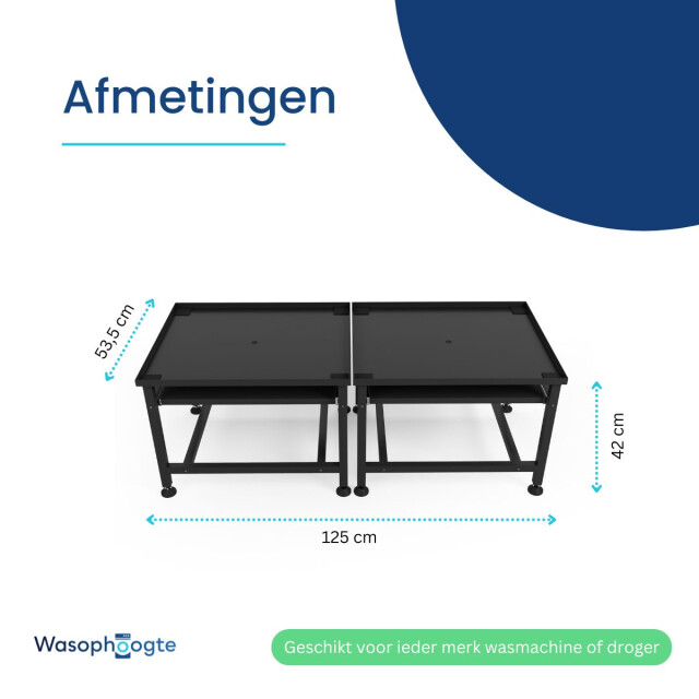 Wasophoogte Wasmachine verhoger – ecoslim met plateau – dubbel - 3495439 large