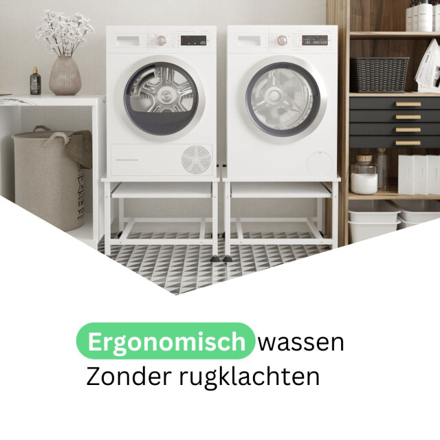 Wasophoogte Wasmachine verhoger – ecoslim met plateau – dubbel wit 3495438 large