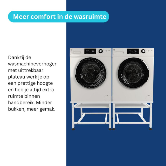 Wasophoogte Wasmachine verhoger – ecoslim met plateau – dubbel wit 3495438 large