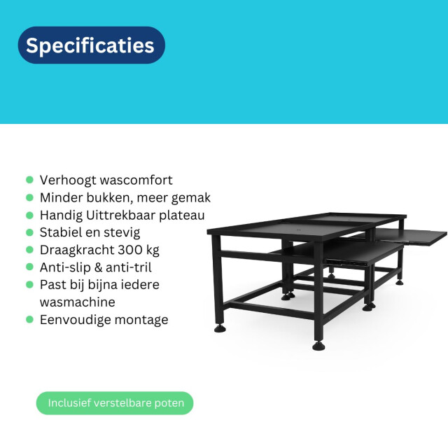 Wasophoogte Wasmachine verhoger – ecoslim met plateau – dubbel - 3495439 large