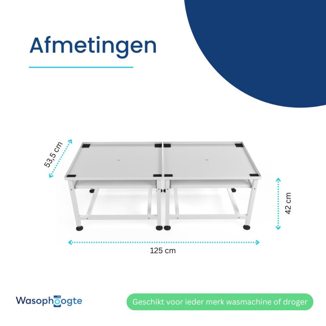 Wasophoogte Wasmachine verhoger – ecoslim met plateau – dubbel wit 3495438 large