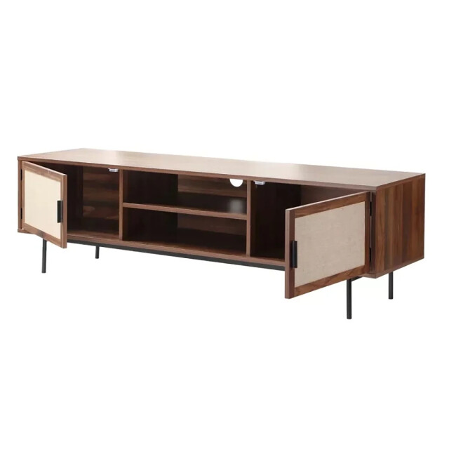 CaliCosy Tv-meubel in walnootdecor met fronten van echt stof l140 cm jetson 2991879 large