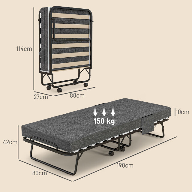 4goodz Opklapbaar logeerbed 1 persoons met wielen tot 150 kg 190x80 cm 3495814 large