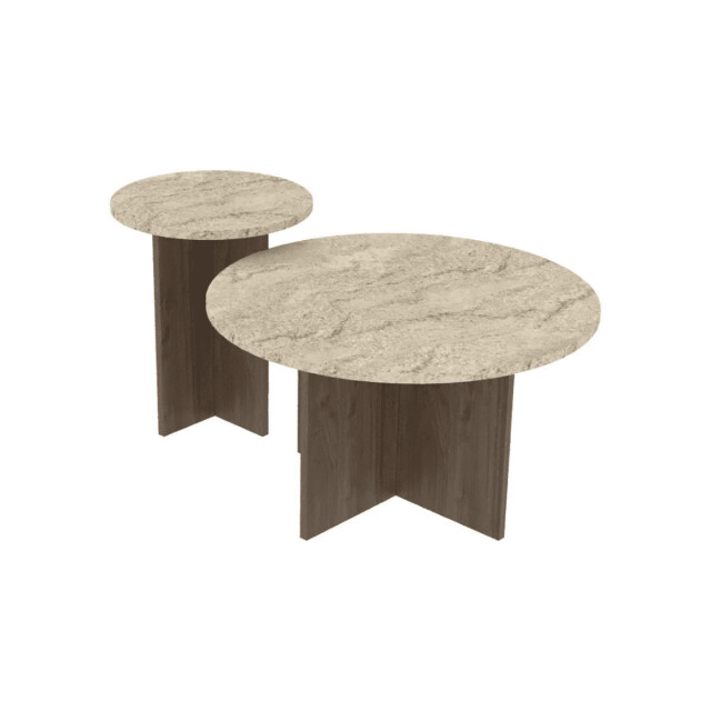 CaliCosy Set van 2 salontafels met rond tafelblad Ø70 cm en Ø40 cm tilia 3499231 large