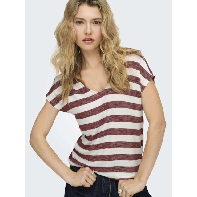 Only Onllira s/s v-neck top jrs noos spiced apple/cloud 15252103-218391003 large