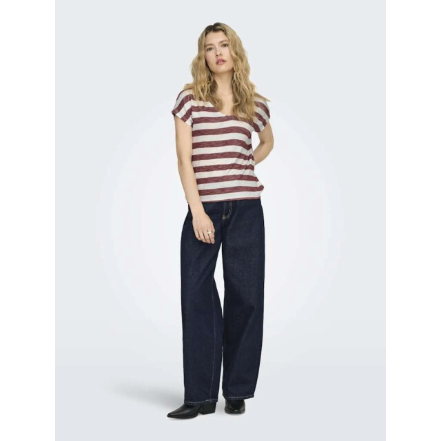 Only Onllira s/s v-neck top jrs noos spiced apple/cloud 15252103-218391003 large