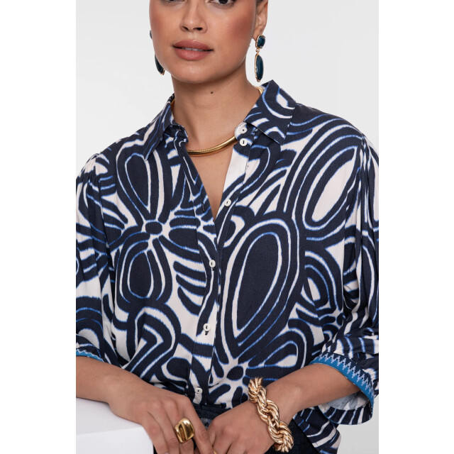 Geisha 63250-20 blouse blue print 63250-20 Blouse blue print large