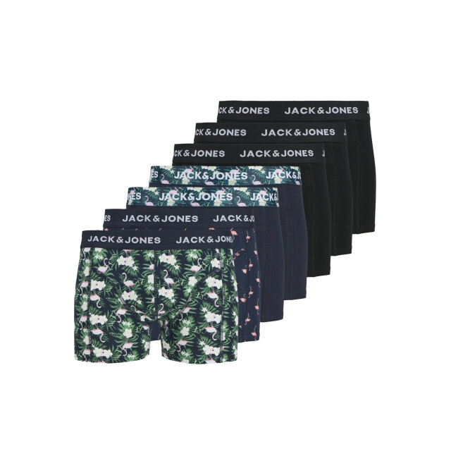 Jack & Jones Heren boxershorts trunks jacflamingo flamingo print 7-pack donkerblauw/zwart 12294894-Black large