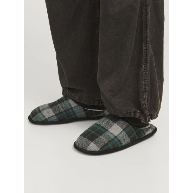 Jack & Jones Heren instap pantoffels jfwmurphy geruit 12273989-Trekking Green large