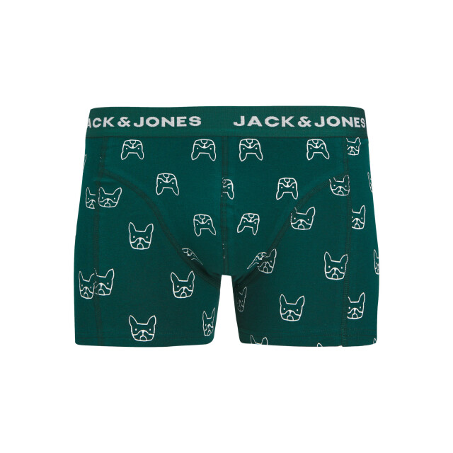 Jack & Jones Jongens boxershorts trunks jacdenim hond print 3-pack groen/donkerblauw 12280196-Dark Navy large