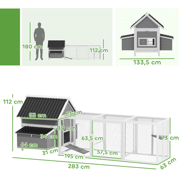 4goodz Groot kippenhok voor 7-10 kippen met ren zitstokken en nestkasten 3500345 large